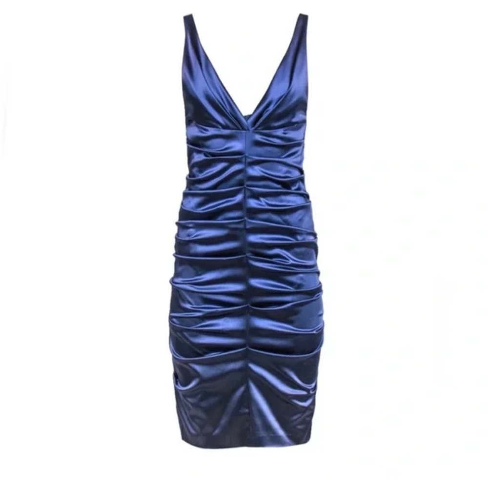 Nicole Miller cocktail  Dress silky Y2K ruched Going Out Dress, body con